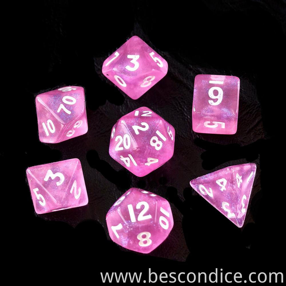 Pink Moonstone Polyhedral Rpg Mini Dice 4